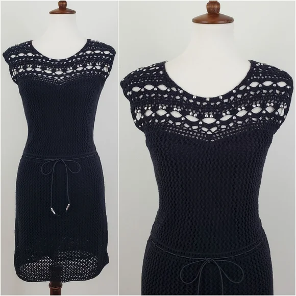 VS Moda International Black Studded Crochet Dress - Picture 1 of 12